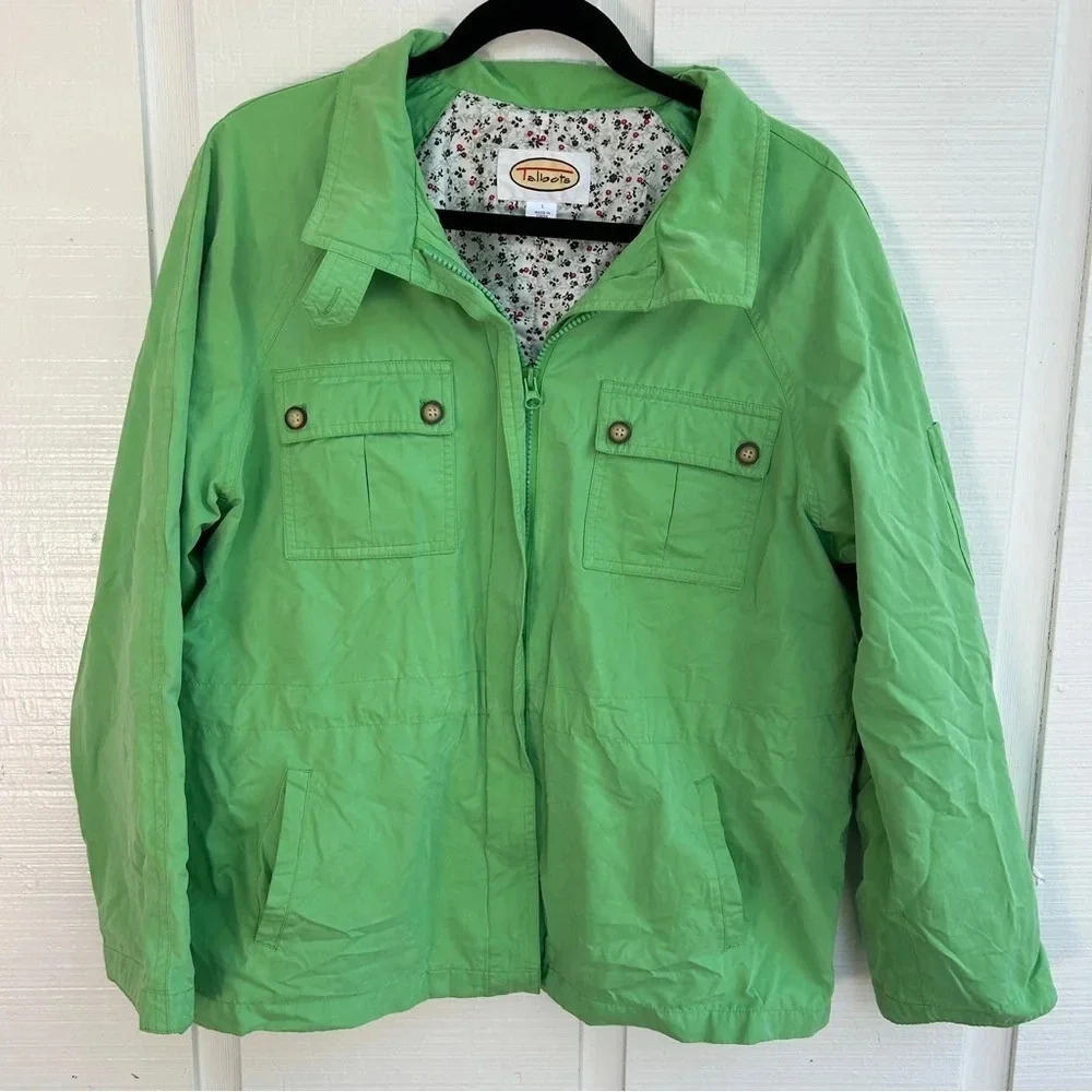Talbots Green Utility Jacket With Collared Neckli… - image 1